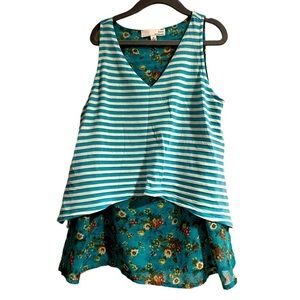 Ten Sixty Sherman • Layered Flowy Floral & Striped Tank